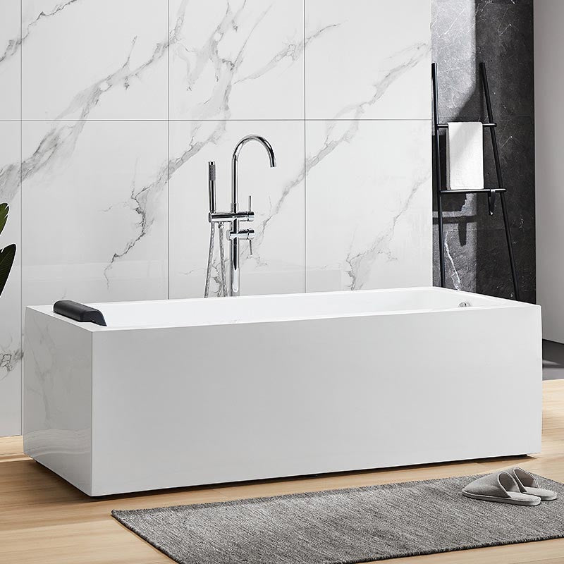 Modern Freestanding Rectangular Bath Tub Acrylic Home Bathtub in White Tub Clearhalo 'Bathroom Remodel & Bathroom Fixtures' 'Bathtubs' 'Home Improvement' 'home_improvement' 'home_improvement_bathtubs' 'Showers & Bathtubs' 6043003