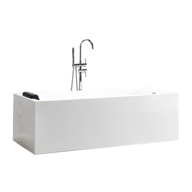 Modern Freestanding Rectangular Bath Tub Acrylic Home Bathtub in White Clearhalo 'Bathroom Remodel & Bathroom Fixtures' 'Bathtubs' 'Home Improvement' 'home_improvement' 'home_improvement_bathtubs' 'Showers & Bathtubs' 6043010