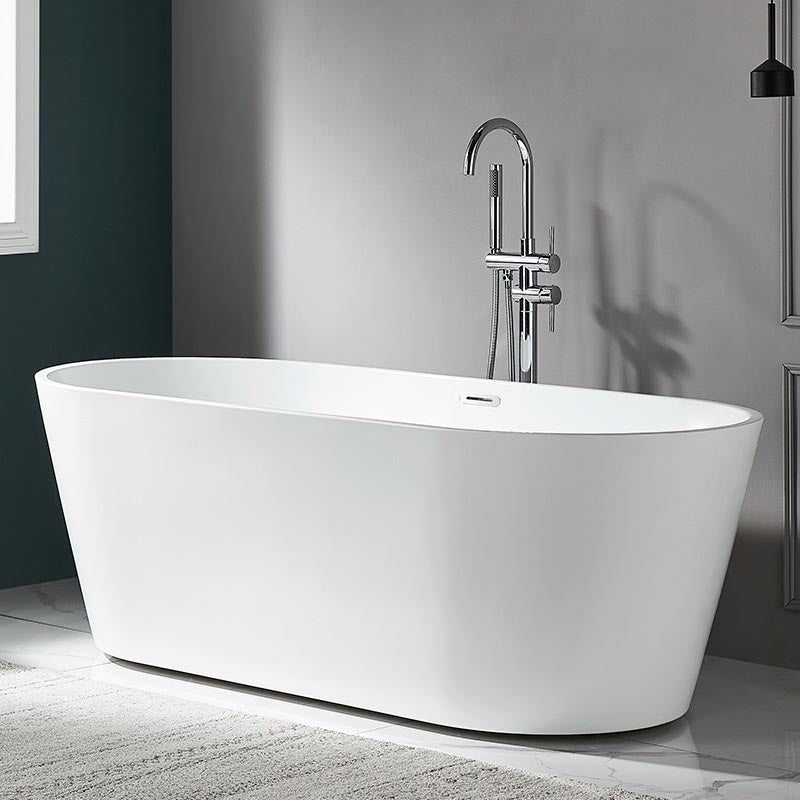 Modern Freestanding Bathtub White Acrylic Bath Tub for Home and Hotel Tub with Freestanding Tub Fillers Clearhalo 'Bathroom Remodel & Bathroom Fixtures' 'Bathtubs' 'Home Improvement' 'home_improvement' 'home_improvement_bathtubs' 'Showers & Bathtubs' 6043025