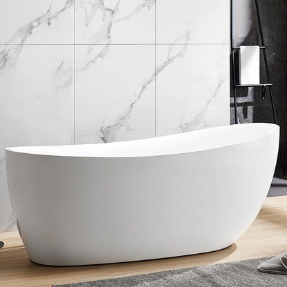 Modern Oval Acrylic Bathtub Home Freestanding Bath Tub in White Tub Clearhalo 'Bathroom Remodel & Bathroom Fixtures' 'Bathtubs' 'Home Improvement' 'home_improvement' 'home_improvement_bathtubs' 'Showers & Bathtubs' 6043051