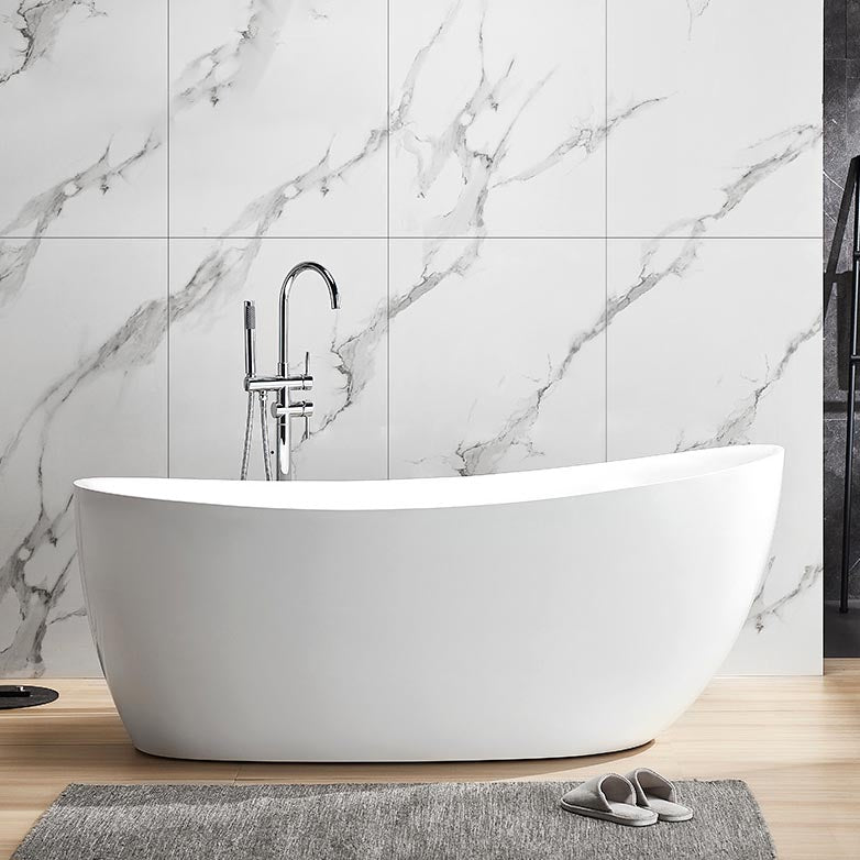 Modern Oval Acrylic Bathtub Home Freestanding Bath Tub in White Clearhalo 'Bathroom Remodel & Bathroom Fixtures' 'Bathtubs' 'Home Improvement' 'home_improvement' 'home_improvement_bathtubs' 'Showers & Bathtubs' 6043054