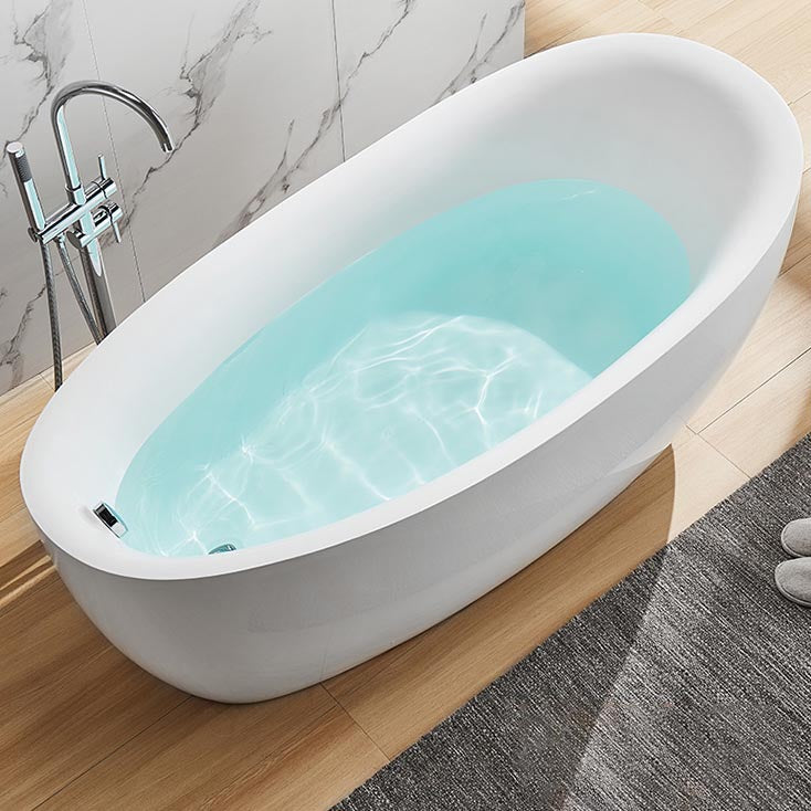 Modern Oval Acrylic Bathtub Home Freestanding Bath Tub in White Clearhalo 'Bathroom Remodel & Bathroom Fixtures' 'Bathtubs' 'Home Improvement' 'home_improvement' 'home_improvement_bathtubs' 'Showers & Bathtubs' 6043061