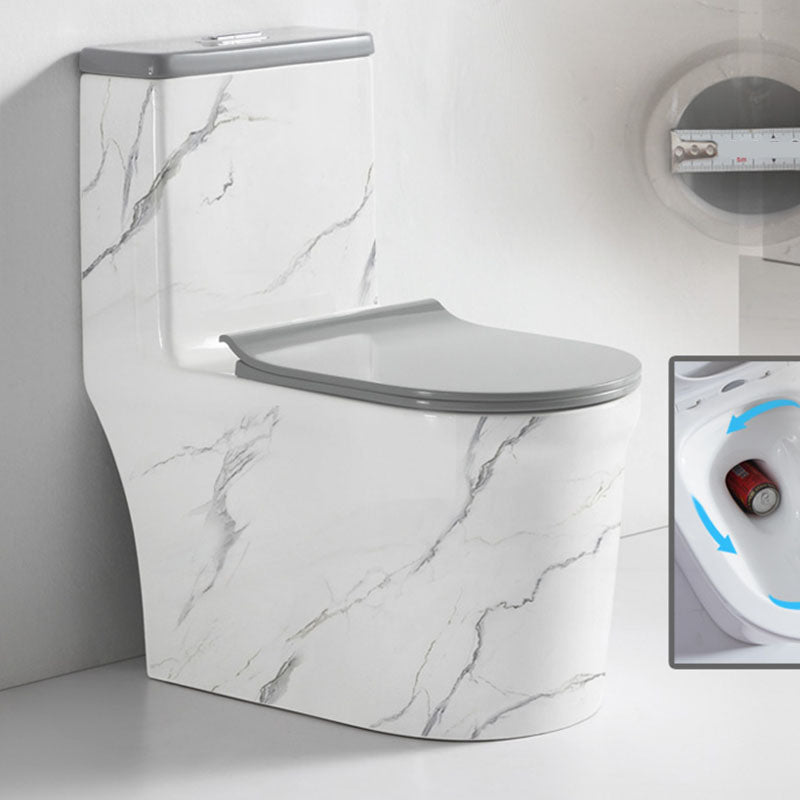 Siphon JetFlush Toilet Traditional One-Piece Toilet with Slow Close Seat 15"L x 27"W x 30"H White Marble 12" Clearhalo 'Bathroom Remodel & Bathroom Fixtures' 'Home Improvement' 'home_improvement' 'home_improvement_toilets' 'Toilets & Bidets' 'Toilets' 6043285