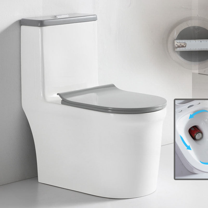 Siphon JetFlush Toilet Traditional One-Piece Toilet with Slow Close Seat 15"L x 27"W x 30"H Gray/ White Clearhalo 'Bathroom Remodel & Bathroom Fixtures' 'Home Improvement' 'home_improvement' 'home_improvement_toilets' 'Toilets & Bidets' 'Toilets' 6043286