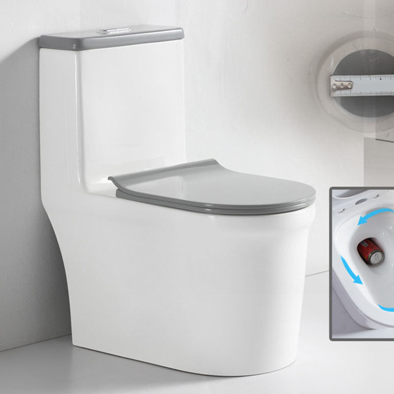 Siphon JetFlush Toilet Traditional One-Piece Toilet with Slow Close Seat 15"L x 27"W x 30"H Gray White Clearhalo 'Bathroom Remodel & Bathroom Fixtures' 'Home Improvement' 'home_improvement' 'home_improvement_toilets' 'Toilets & Bidets' 'Toilets' 6043286