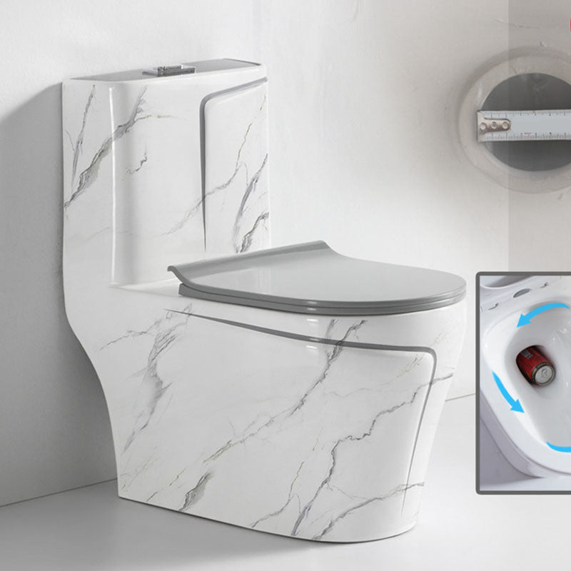 Siphon JetFlush Toilet Traditional One-Piece Toilet with Slow Close Seat 15"L x 27"W x 29"H White Marble Clearhalo 'Bathroom Remodel & Bathroom Fixtures' 'Home Improvement' 'home_improvement' 'home_improvement_toilets' 'Toilets & Bidets' 'Toilets' 6043288