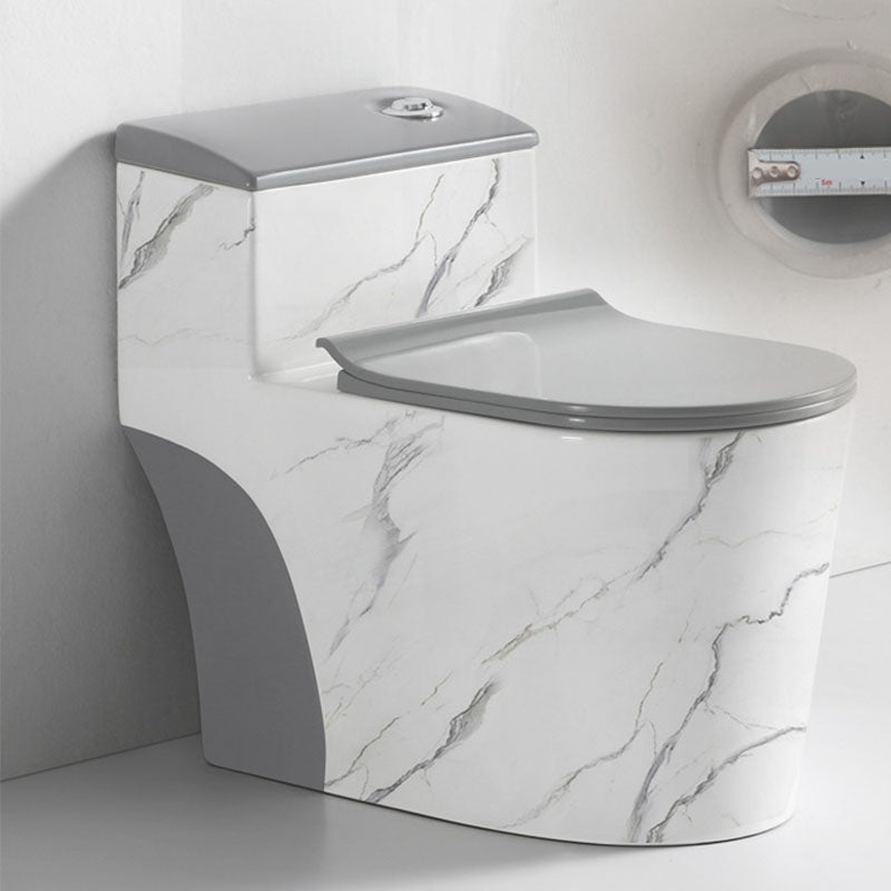 Siphon JetFlush Toilet Traditional One-Piece Toilet with Slow Close Seat 15"L x 28"W x 25"H White Marble Clearhalo 'Bathroom Remodel & Bathroom Fixtures' 'Home Improvement' 'home_improvement' 'home_improvement_toilets' 'Toilets & Bidets' 'Toilets' 6043289