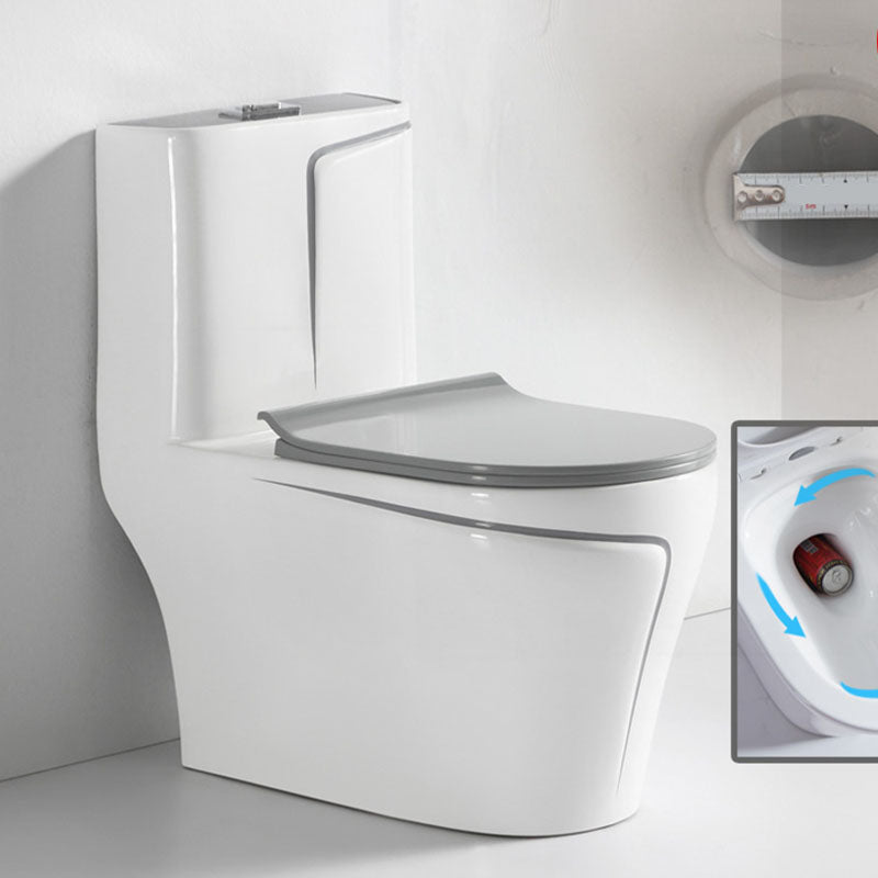 Siphon JetFlush Toilet Traditional One-Piece Toilet with Slow Close Seat 15"L x 27"W x 29"H Gray/ White Clearhalo 'Bathroom Remodel & Bathroom Fixtures' 'Home Improvement' 'home_improvement' 'home_improvement_toilets' 'Toilets & Bidets' 'Toilets' 6043290