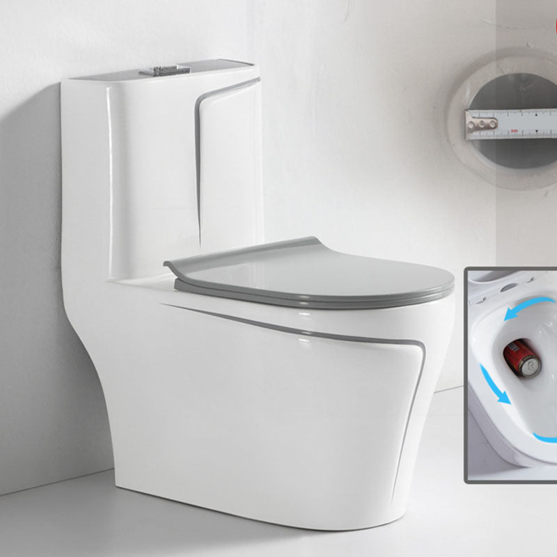 Siphon JetFlush Toilet Traditional One-Piece Toilet with Slow Close Seat 15"L x 27"W x 29"H Gray White Clearhalo 'Bathroom Remodel & Bathroom Fixtures' 'Home Improvement' 'home_improvement' 'home_improvement_toilets' 'Toilets & Bidets' 'Toilets' 6043290