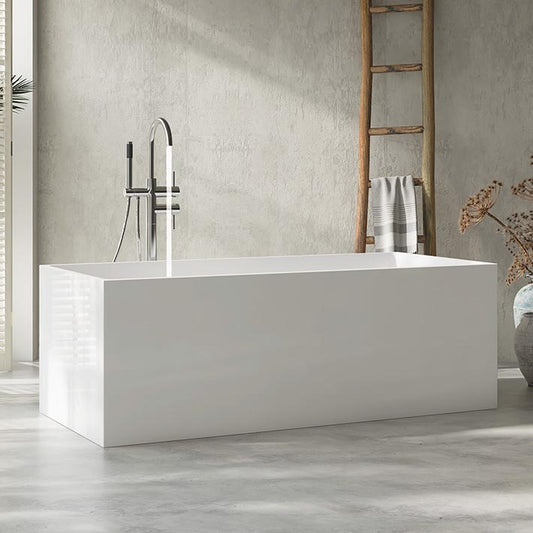 Modern Rectangular Tub Acrylic Freestanding Bathtub for Home Clearhalo 'Bathroom Remodel & Bathroom Fixtures' 'Bathtubs' 'Home Improvement' 'home_improvement' 'home_improvement_bathtubs' 'Showers & Bathtubs' 6043501