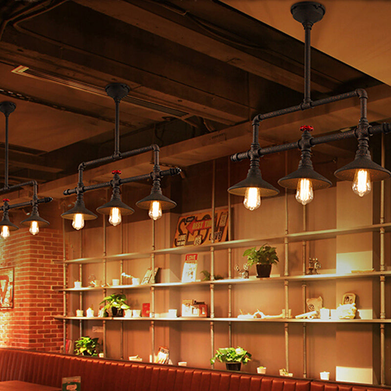 3/5 Lights Conical Pendant Lighting Industrial Style Rust Wrought Iron Island Light Fixture for Restaurant Clearhalo 'Ceiling Lights' 'Island Lights' Lighting' 605600