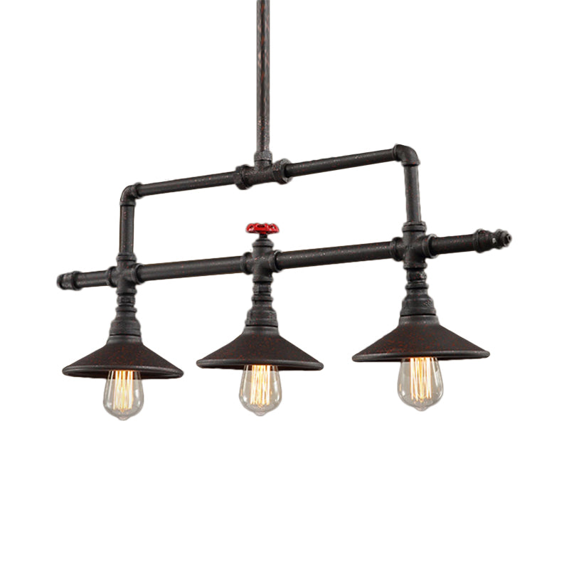 3/5 Lights Conical Pendant Lighting Industrial Style Rust Wrought Iron Island Light Fixture for Restaurant Clearhalo 'Ceiling Lights' 'Island Lights' Lighting' 605602