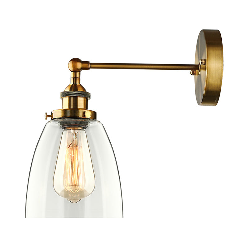 Bronze/Brass/Copper One Light Sconce Light Vintage Style Clear Glass Tapered Lighting Fixture for Living Room Clearhalo 'Cast Iron' 'Glass' 'Industrial wall lights' 'Industrial' 'Middle century wall lights' 'Modern' 'Tiffany' 'Traditional wall lights' 'Wall Lamps & Sconces' 'Wall Lights' Lighting' 605680