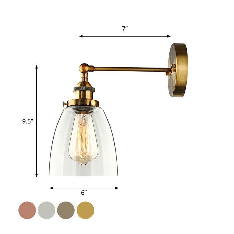 Bronze/Brass/Copper One Light Sconce Light Vintage Style Clear Glass Tapered Lighting Fixture for Living Room Clearhalo 'Cast Iron' 'Glass' 'Industrial wall lights' 'Industrial' 'Middle century wall lights' 'Modern' 'Tiffany' 'Traditional wall lights' 'Wall Lamps & Sconces' 'Wall Lights' Lighting' 605681