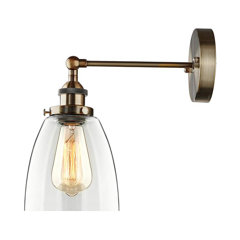 Bronze/Brass/Copper One Light Sconce Light Vintage Style Clear Glass Tapered Lighting Fixture for Living Room Clearhalo 'Cast Iron' 'Glass' 'Industrial wall lights' 'Industrial' 'Middle century wall lights' 'Modern' 'Tiffany' 'Traditional wall lights' 'Wall Lamps & Sconces' 'Wall Lights' Lighting' 605685
