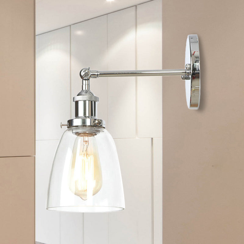 Bronze/Brass/Copper One Light Sconce Light Vintage Style Clear Glass Tapered Lighting Fixture for Living Room Clearhalo 'Cast Iron' 'Glass' 'Industrial wall lights' 'Industrial' 'Middle century wall lights' 'Modern' 'Tiffany' 'Traditional wall lights' 'Wall Lamps & Sconces' 'Wall Lights' Lighting' 605691