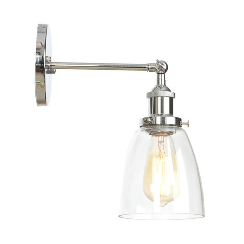 Bronze/Brass/Copper One Light Sconce Light Vintage Style Clear Glass Tapered Lighting Fixture for Living Room Clearhalo 'Cast Iron' 'Glass' 'Industrial wall lights' 'Industrial' 'Middle century wall lights' 'Modern' 'Tiffany' 'Traditional wall lights' 'Wall Lamps & Sconces' 'Wall Lights' Lighting' 605693