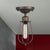 1 Bulb Ceiling Lighting with Wire Guard Wrought Iron Antique Style Bedroom Mini Semi Flush Light in Dark Rust Rust Clearhalo 'Ceiling Lights' 'Close To Ceiling Lights' 'Close to ceiling' 'Semi-flushmount' Lighting' 605896