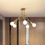 Black/Gold Twisted Semi Flush Mount Lighting with Open Bulb Industrial Metal 3/5/6-Light Kitchen Ceiling Light Clearhalo 'Ceiling Lights' 'Close To Ceiling Lights' 'Close to ceiling' 'Semi-flushmount' Lighting' 606072