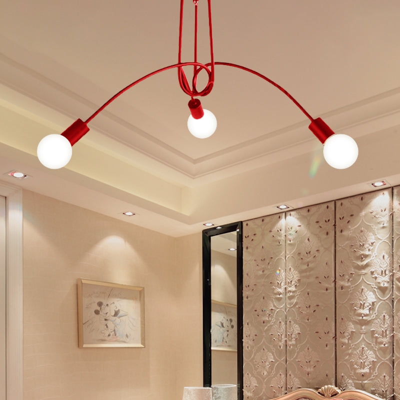 Black/Gold Twisted Semi Flush Mount Lighting with Open Bulb Industrial Metal 3/5/6-Light Kitchen Ceiling Light Clearhalo 'Ceiling Lights' 'Close To Ceiling Lights' 'Close to ceiling' 'Semi-flushmount' Lighting' 606081