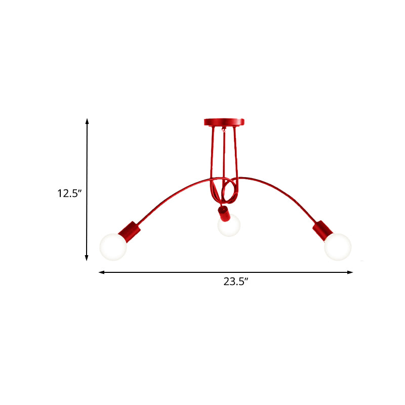 Black/Gold Twisted Semi Flush Mount Lighting with Open Bulb Industrial Metal 3/5/6-Light Kitchen Ceiling Light Clearhalo 'Ceiling Lights' 'Close To Ceiling Lights' 'Close to ceiling' 'Semi-flushmount' Lighting' 606084