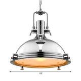 1 Head Pendant Lighting with Domed Shade Metal Retro Style Dining Table Ceiling Light Fixture in Nickel/Chrome Clearhalo 'Art Deco Pendants' 'Cast Iron' 'Ceiling Lights' 'Ceramic' 'Crystal' 'Industrial Pendants' 'Industrial' 'Metal' 'Middle Century Pendants' 'Pendant Lights' 'Pendants' 'Tiffany' Lighting' 606143