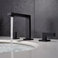 Square 2-Handle Bathroom Faucet 3 Hole Widespread Lavatory Faucet Black Clearhalo 'Bathroom Remodel & Bathroom Fixtures' 'Bathroom Sink Faucets' 'Bathroom Sinks & Faucet Components' 'bathroom_sink_faucets' 'Home Improvement' 'home_improvement' 'home_improvement_bathroom_sink_faucets' 6065051