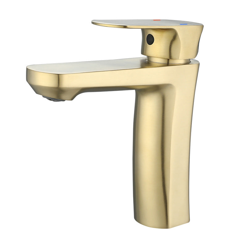 Square 1-Handle Bathroom Faucet 1 Hole Vessel Sink Bathroom Faucet Gold Clearhalo 'Bathroom Remodel & Bathroom Fixtures' 'Bathroom Sink Faucets' 'Bathroom Sinks & Faucet Components' 'bathroom_sink_faucets' 'Home Improvement' 'home_improvement' 'home_improvement_bathroom_sink_faucets' 6065077