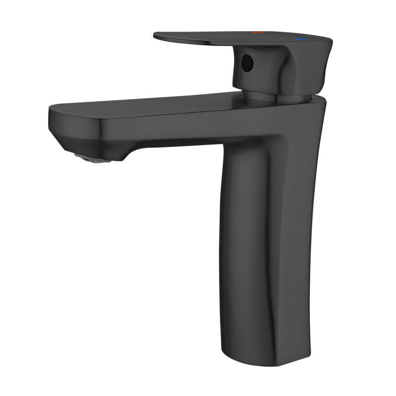Square 1-Handle Bathroom Faucet 1 Hole Vessel Sink Bathroom Faucet Black Clearhalo 'Bathroom Remodel & Bathroom Fixtures' 'Bathroom Sink Faucets' 'Bathroom Sinks & Faucet Components' 'bathroom_sink_faucets' 'Home Improvement' 'home_improvement' 'home_improvement_bathroom_sink_faucets' 6065078