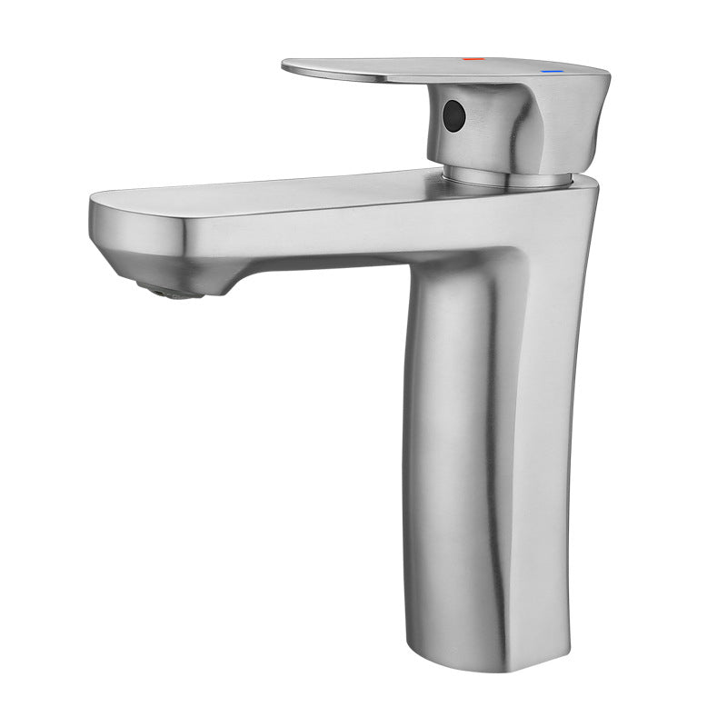 Square 1-Handle Bathroom Faucet 1 Hole Vessel Sink Bathroom Faucet Chrome Clearhalo 'Bathroom Remodel & Bathroom Fixtures' 'Bathroom Sink Faucets' 'Bathroom Sinks & Faucet Components' 'bathroom_sink_faucets' 'Home Improvement' 'home_improvement' 'home_improvement_bathroom_sink_faucets' 6065082