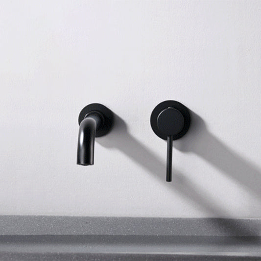 Circular Single Handle Bathroom Faucet 2 Hole Wall Mounted Bathroom Faucet with Swivel Clearhalo 'Bathroom Remodel & Bathroom Fixtures' 'Bathroom Sink Faucets' 'Bathroom Sinks & Faucet Components' 'bathroom_sink_faucets' 'Home Improvement' 'home_improvement' 'home_improvement_bathroom_sink_faucets' 6065110