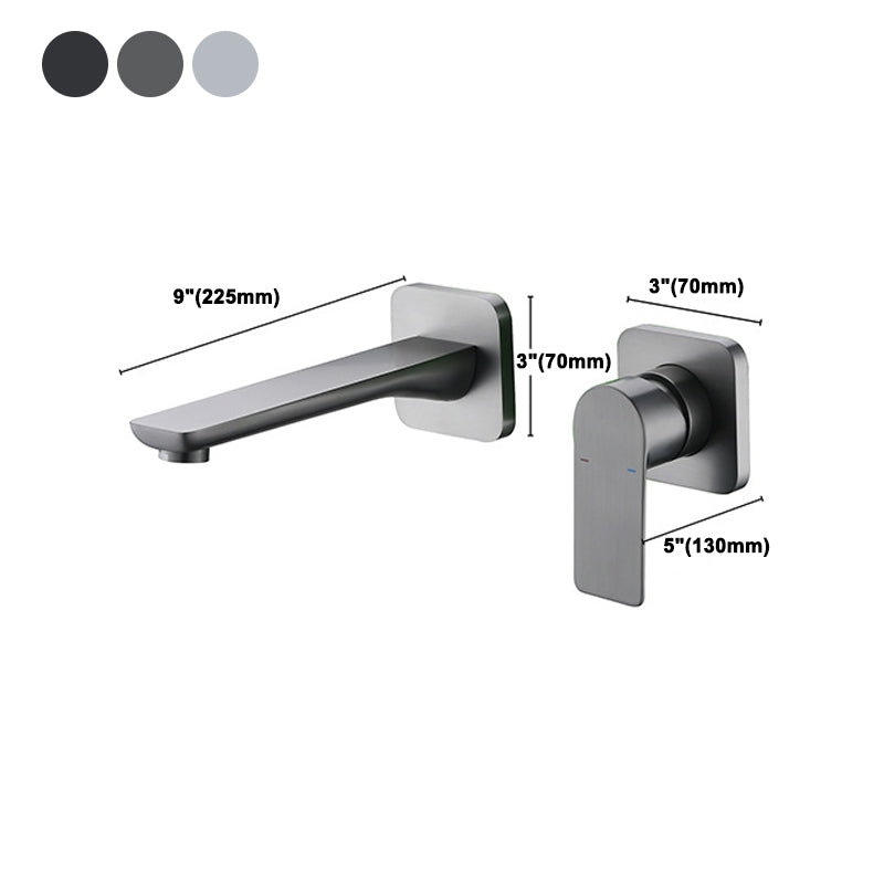 Square Single Handle Bathroom Faucet 2 Hole Wall Mounted Bathroom Faucet Clearhalo 'Bathroom Remodel & Bathroom Fixtures' 'Bathroom Sink Faucets' 'Bathroom Sinks & Faucet Components' 'bathroom_sink_faucets' 'Home Improvement' 'home_improvement' 'home_improvement_bathroom_sink_faucets' 6065131