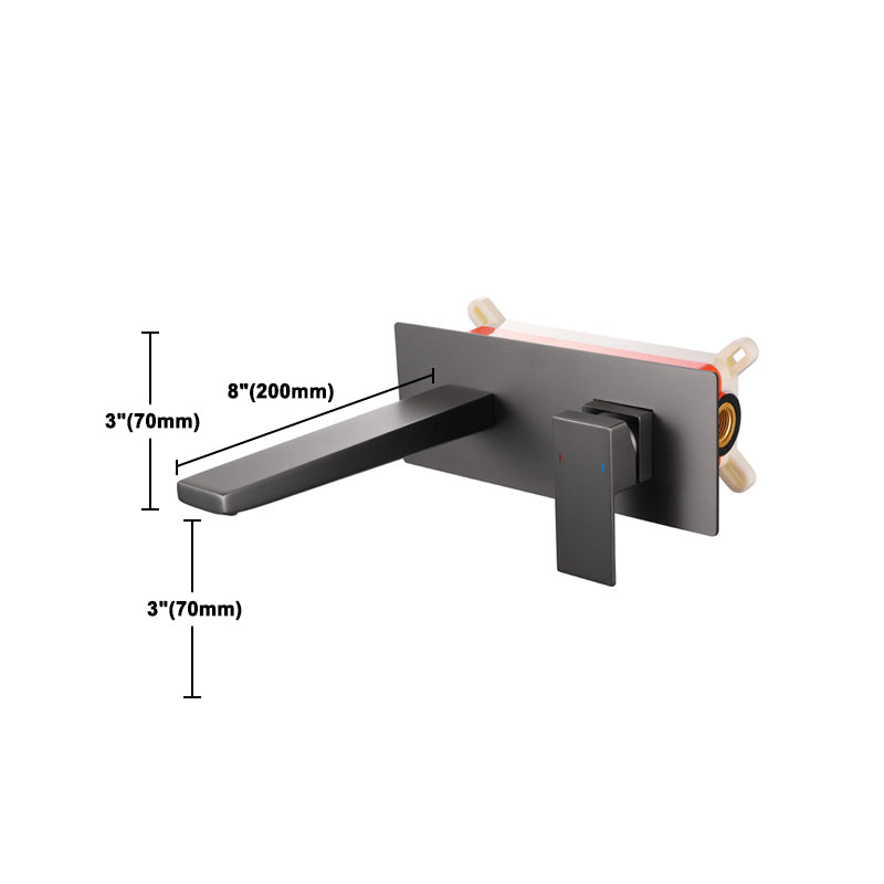 Square Single Handle Bathroom Faucet 2 Hole Wall Mounted Bathroom Faucet Clearhalo 'Bathroom Remodel & Bathroom Fixtures' 'Bathroom Sink Faucets' 'Bathroom Sinks & Faucet Components' 'bathroom_sink_faucets' 'Home Improvement' 'home_improvement' 'home_improvement_bathroom_sink_faucets' 6065133