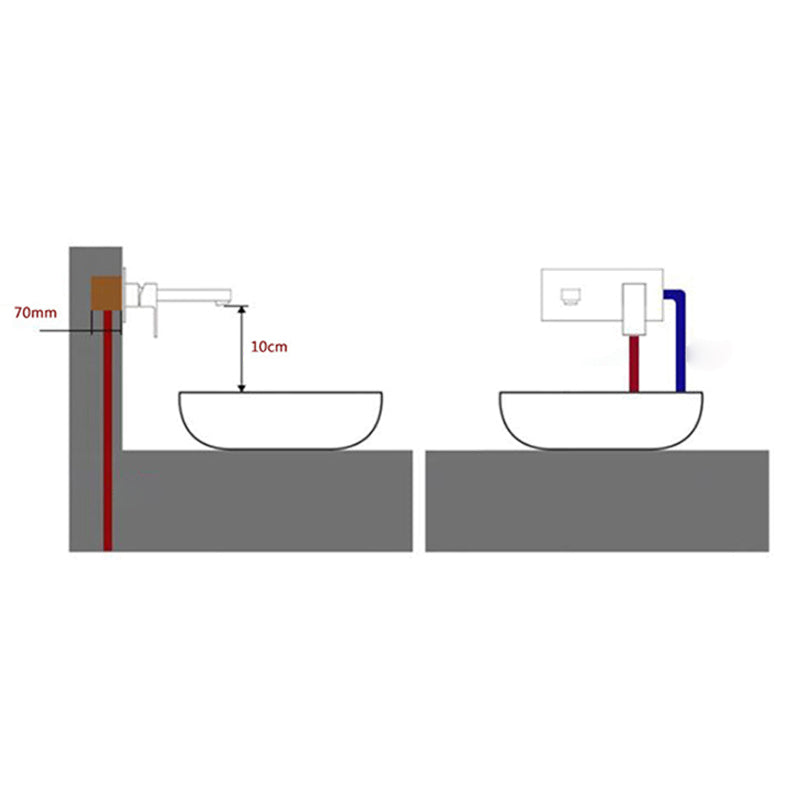 Modern 1-Handle Bathroom Sink Faucet 2 Hole Wall Mounted Bathroom Faucet Brass Clearhalo 'Bathroom Remodel & Bathroom Fixtures' 'Bathroom Sink Faucets' 'Bathroom Sinks & Faucet Components' 'bathroom_sink_faucets' 'Home Improvement' 'home_improvement' 'home_improvement_bathroom_sink_faucets' 6065144