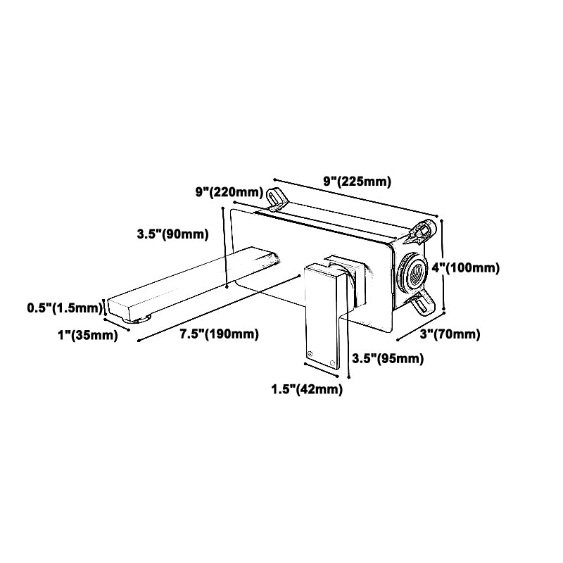 Modern 1-Handle Bathroom Sink Faucet 2 Hole Wall Mounted Bathroom Faucet Brass Clearhalo 'Bathroom Remodel & Bathroom Fixtures' 'Bathroom Sink Faucets' 'Bathroom Sinks & Faucet Components' 'bathroom_sink_faucets' 'Home Improvement' 'home_improvement' 'home_improvement_bathroom_sink_faucets' 6065145