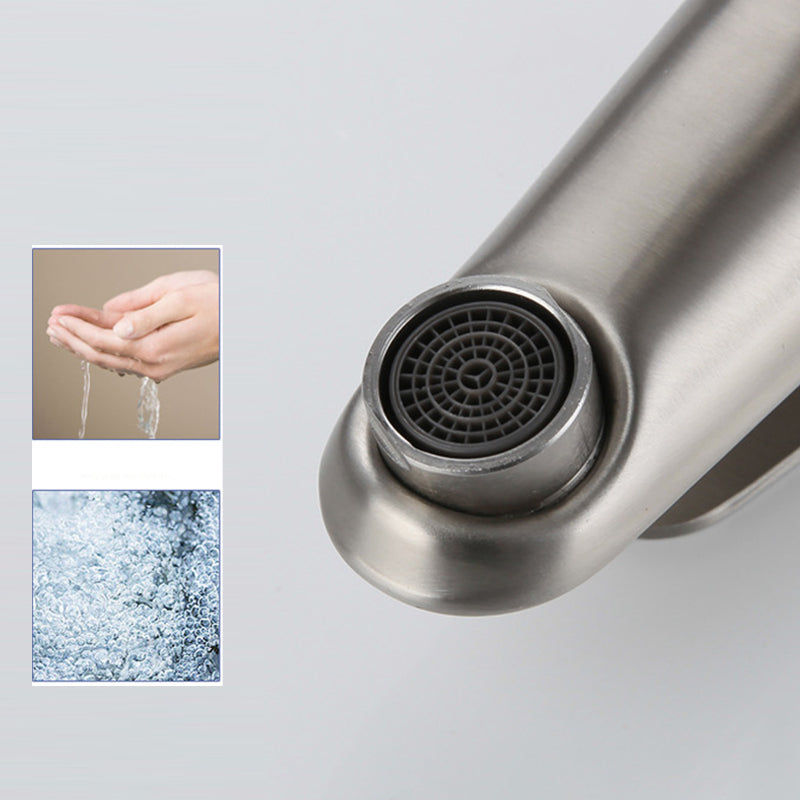 Circular Single Handle Bathroom Faucet Single Hole Vessel Sink Faucet in Chrome Clearhalo 'Bathroom Remodel & Bathroom Fixtures' 'Bathroom Sink Faucets' 'Bathroom Sinks & Faucet Components' 'bathroom_sink_faucets' 'Home Improvement' 'home_improvement' 'home_improvement_bathroom_sink_faucets' 6065212