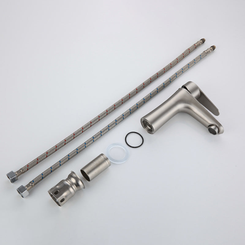 Circular Single Handle Bathroom Faucet Single Hole Vessel Sink Faucet in Chrome Clearhalo 'Bathroom Remodel & Bathroom Fixtures' 'Bathroom Sink Faucets' 'Bathroom Sinks & Faucet Components' 'bathroom_sink_faucets' 'Home Improvement' 'home_improvement' 'home_improvement_bathroom_sink_faucets' 6065220