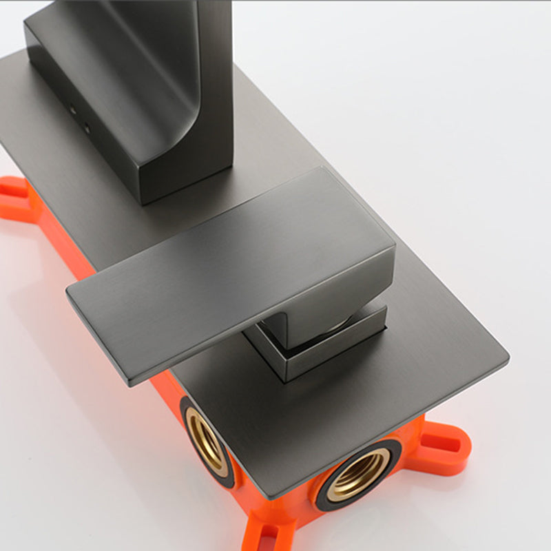 Square Single Handle Bathroom Faucet Single Hole Wall Mounted Bathroom Faucet Clearhalo 'Bathroom Remodel & Bathroom Fixtures' 'Bathroom Sink Faucets' 'Bathroom Sinks & Faucet Components' 'bathroom_sink_faucets' 'Home Improvement' 'home_improvement' 'home_improvement_bathroom_sink_faucets' 6065233