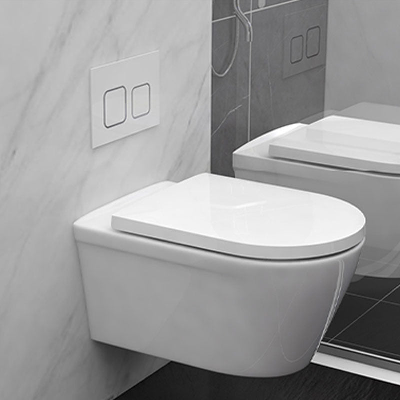 Modern White Siphon Jet Toilet Bowl Wall Mount Flush Toilet With Seat for Bathroom Clearhalo 'Bathroom Remodel & Bathroom Fixtures' 'Home Improvement' 'home_improvement' 'home_improvement_toilets' 'Toilets & Bidets' 'Toilets' 6071466