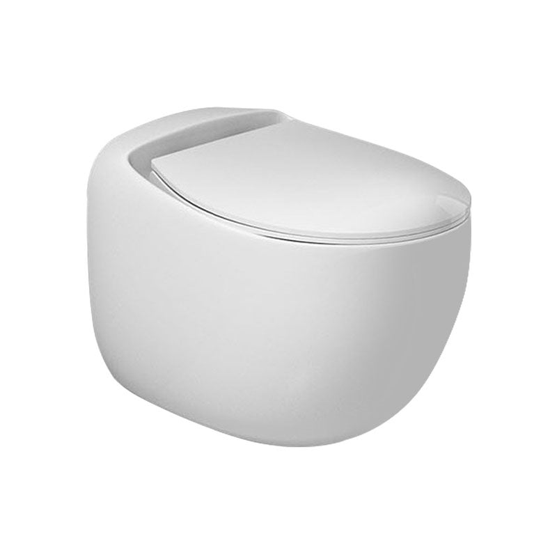 Wall-mounted Round Hanging Toilet Soft-Close Seat Toilet with Glazed Surface Clearhalo 'Bathroom Remodel & Bathroom Fixtures' 'Home Improvement' 'home_improvement' 'home_improvement_toilets' 'Toilets & Bidets' 'Toilets' 6071496