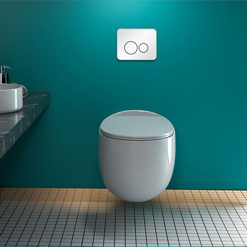 Wall-mounted Round Hanging Toilet Soft-Close Seat Toilet with Glazed Surface Clearhalo 'Bathroom Remodel & Bathroom Fixtures' 'Home Improvement' 'home_improvement' 'home_improvement_toilets' 'Toilets & Bidets' 'Toilets' 6071504