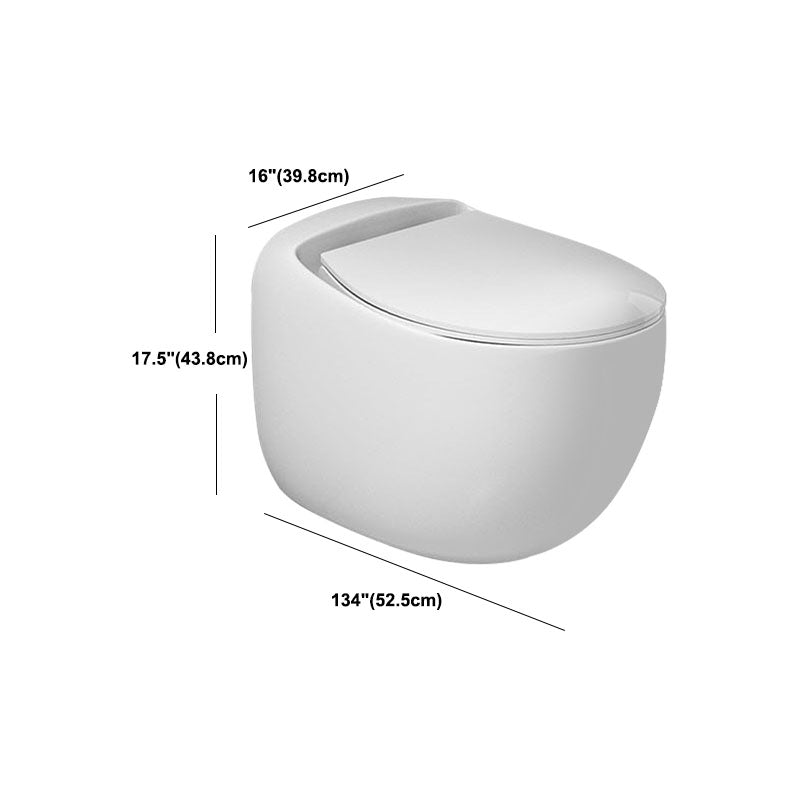 Wall-mounted Round Hanging Toilet Soft-Close Seat Toilet with Glazed Surface Clearhalo 'Bathroom Remodel & Bathroom Fixtures' 'Home Improvement' 'home_improvement' 'home_improvement_toilets' 'Toilets & Bidets' 'Toilets' 6071507