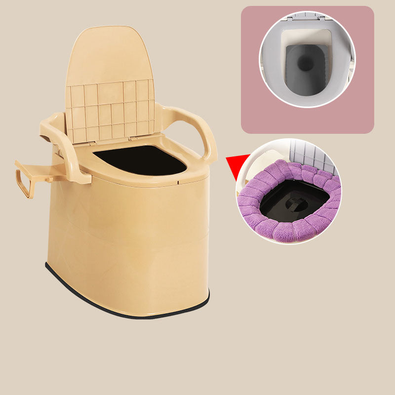 Modern Plastic Toilet Floor Mounted Toilet Bowl with Toilet Seat for Bathroom Khaki Hollow Barrel Clearhalo 'Bathroom Remodel & Bathroom Fixtures' 'Home Improvement' 'home_improvement' 'home_improvement_toilets' 'Toilets & Bidets' 'Toilets' 6071538