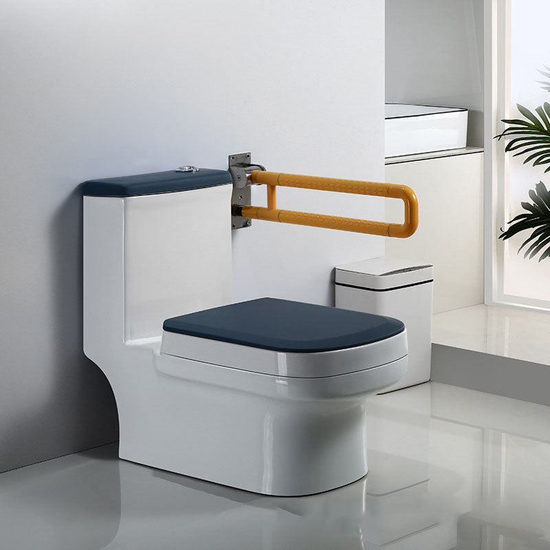 Siphon Jet Toilet Water Efficient Compact Toilet with Ceramic Glazed Surface Blue White Clearhalo 'Bathroom Remodel & Bathroom Fixtures' 'Home Improvement' 'home_improvement' 'home_improvement_toilets' 'Toilets & Bidets' 'Toilets' 6071592