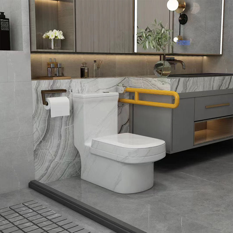 Siphon Jet Toilet Water Efficient Compact Toilet with Ceramic Glazed Surface White Marble Clearhalo 'Bathroom Remodel & Bathroom Fixtures' 'Home Improvement' 'home_improvement' 'home_improvement_toilets' 'Toilets & Bidets' 'Toilets' 6071599