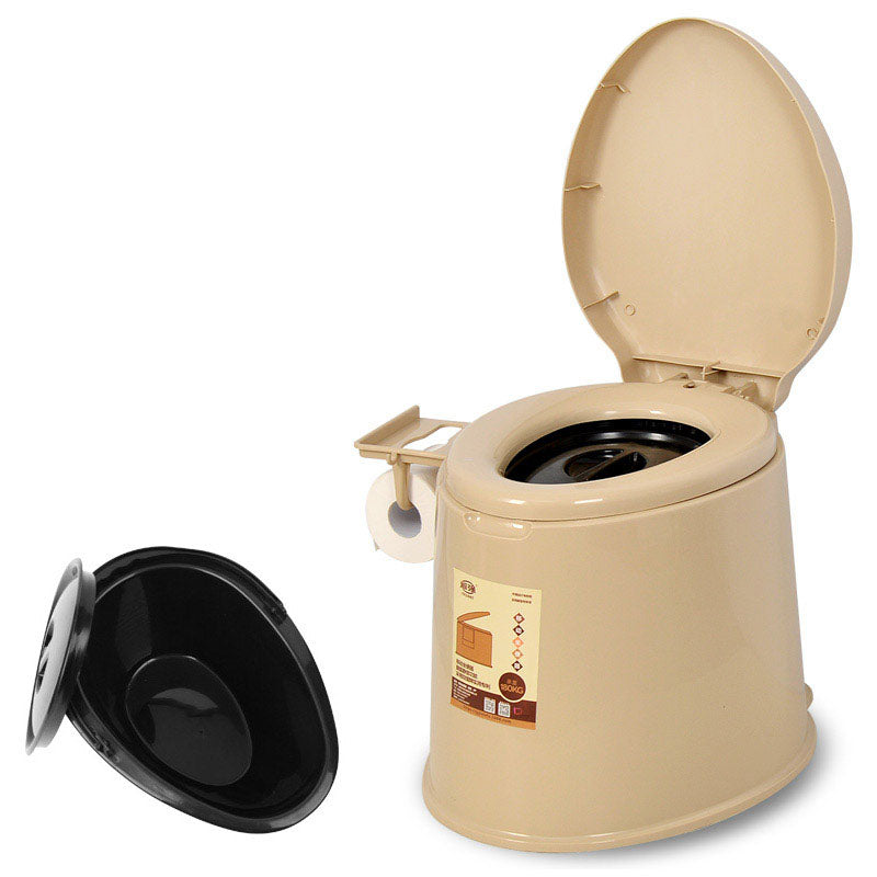 Contemporary Plastic Toilet Floor Mounted Toilet Bowl with Seat for Bathroom 16"L x 20"W x 16"H Beige Solid Barrel Clearhalo 'Bathroom Remodel & Bathroom Fixtures' 'Home Improvement' 'home_improvement' 'home_improvement_toilets' 'Toilets & Bidets' 'Toilets' 6071621