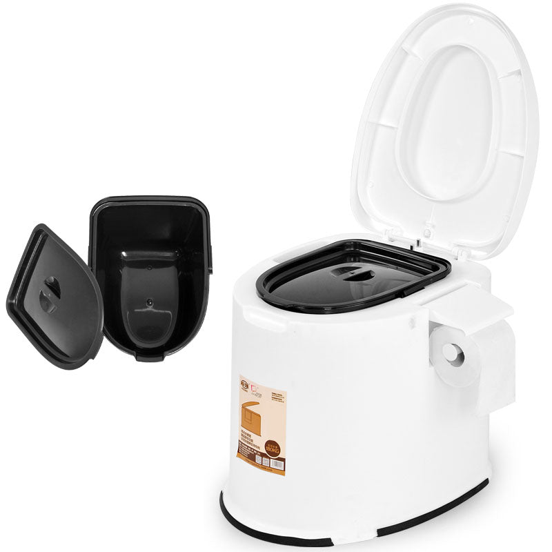 Contemporary Plastic Toilet Floor Mounted Toilet Bowl with Seat for Bathroom 16"L x 19"W x 17"H White Solid Barrel Clearhalo 'Bathroom Remodel & Bathroom Fixtures' 'Home Improvement' 'home_improvement' 'home_improvement_toilets' 'Toilets & Bidets' 'Toilets' 6071627