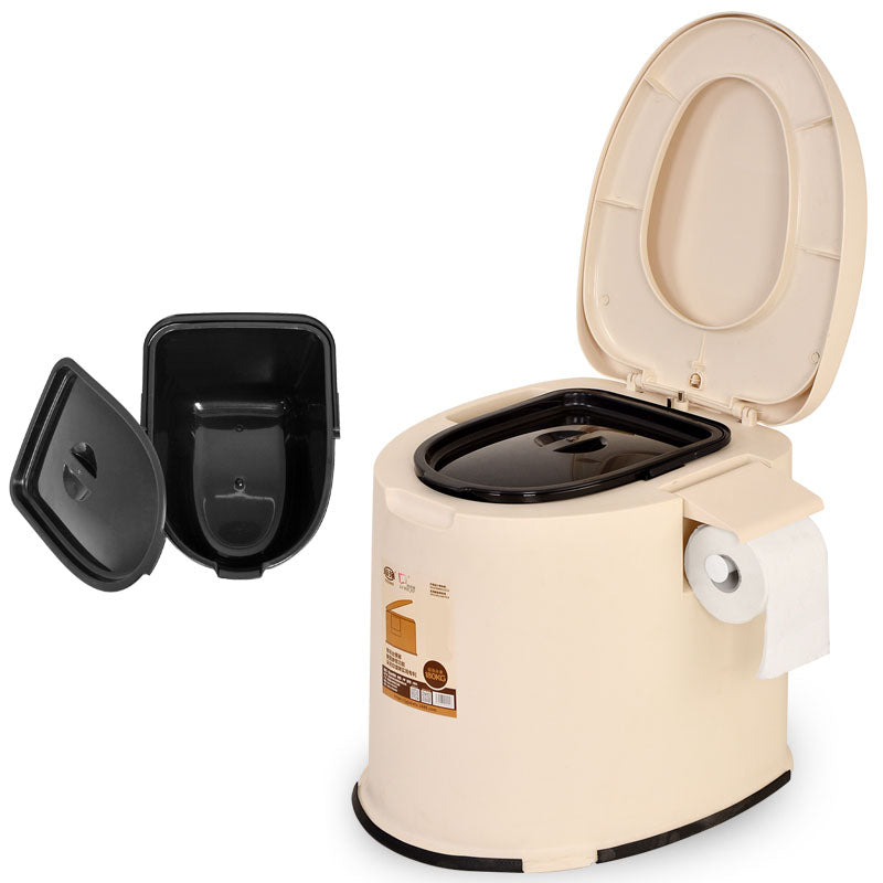 Contemporary Plastic Toilet Floor Mounted Toilet Bowl with Seat for Bathroom 16"L x 19"W x 17"H Beige Solid Barrel Clearhalo 'Bathroom Remodel & Bathroom Fixtures' 'Home Improvement' 'home_improvement' 'home_improvement_toilets' 'Toilets & Bidets' 'Toilets' 6071629