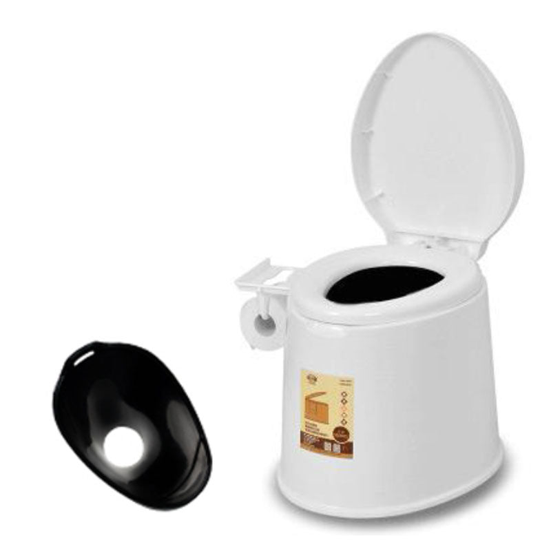 Contemporary Plastic Toilet Floor Mounted Toilet Bowl with Seat for Bathroom 16"L x 20"W x 16"H White Hollow Barrel Clearhalo 'Bathroom Remodel & Bathroom Fixtures' 'Home Improvement' 'home_improvement' 'home_improvement_toilets' 'Toilets & Bidets' 'Toilets' 6071630