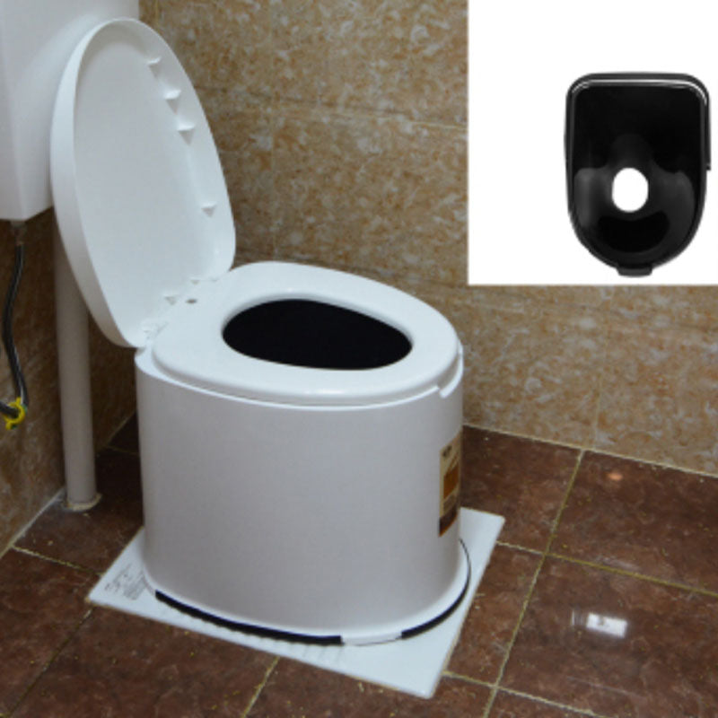 Contemporary Plastic Toilet Floor Mounted Toilet Bowl with Seat for Bathroom 16"L x 19"W x 17"H White Hollow Barrel Clearhalo 'Bathroom Remodel & Bathroom Fixtures' 'Home Improvement' 'home_improvement' 'home_improvement_toilets' 'Toilets & Bidets' 'Toilets' 6071638
